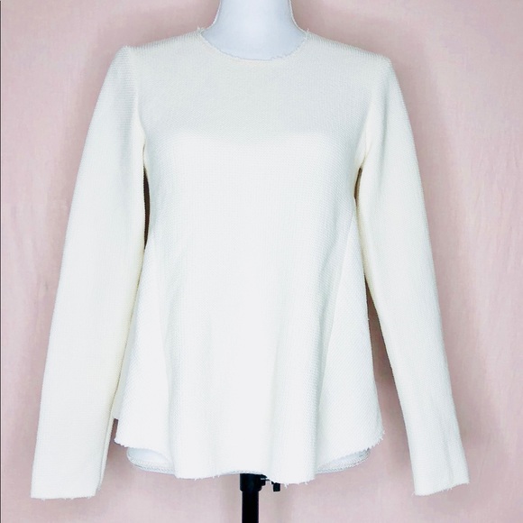 Zara Sweaters - Zara Off White Raw Hem Asymmetrical Top Medium
